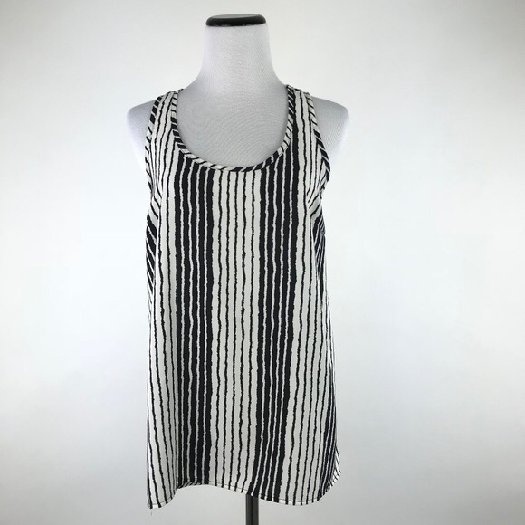 Black and White Striped Tank Top - Picture 1 of 8